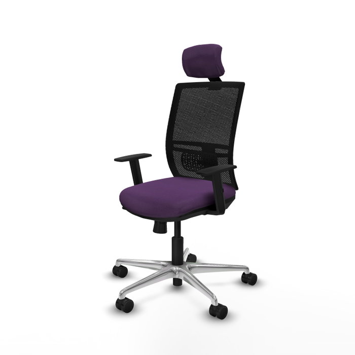 PIQUERAS Y CRESPO Silla de oficina Yunquera Morado y Negro con mecanismo Sincro/Traslack