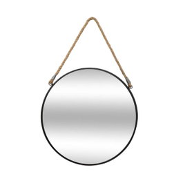 Atmosphera Espejo Leningrado redondo de metal negro con cuerda de 55 cm