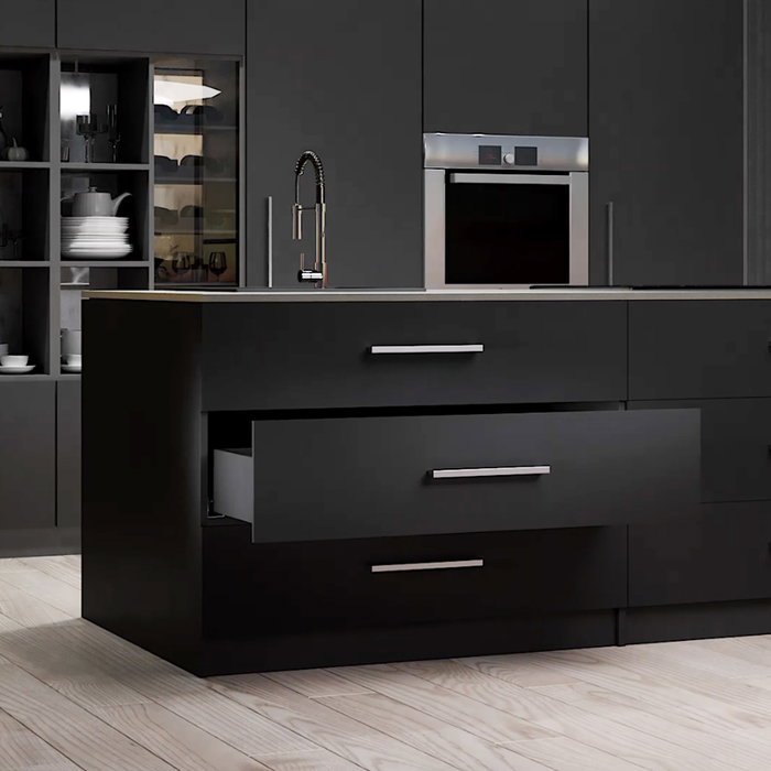 Emuca Kit de cajón para cocina o baño Vertex de altura 178mm con regulación 3D, tableros incluidos, módulo 600mm, Gris antracita
