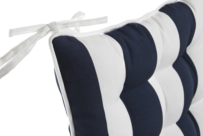 DKD Home Decor Cojin Silla Terraza Y Jardin Azul Marino Blanco Poliester 40 x 7 x 40 cm