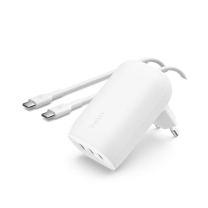 Belkin BOOST Charge 67W con 3 puertos USB-C e incluye cable, Blanco