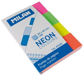 Milan Marcadores de Página 160 Puntos 50x20 mm 4 Colores Neón