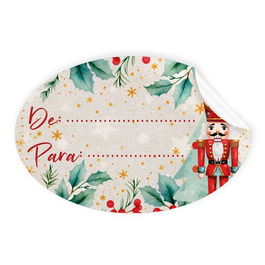 Etiquetas Regalo Adh. Rollo 250 Uds. Ovaladas 60X40 Navidad Cascanueces