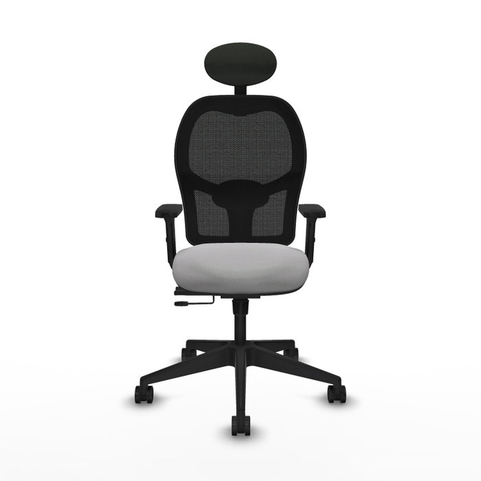 PIQUERAS Y CRESPO Silla de oficina Alocén con mecanismo traslack, malla negra y acabado Bali gris claro PIQUERAS Y CRESPO Silla de oficina Alocén con mecanismo traslack, malla negra y acabado Bali gris claro