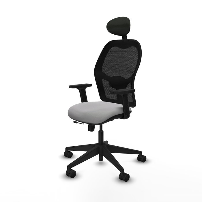 PIQUERAS Y CRESPO Silla de oficina Alocén con mecanismo traslack, malla negra y acabado Bali gris claro PIQUERAS Y CRESPO Silla de oficina Alocén con mecanismo traslack, malla negra y acabado Bali gris claro
