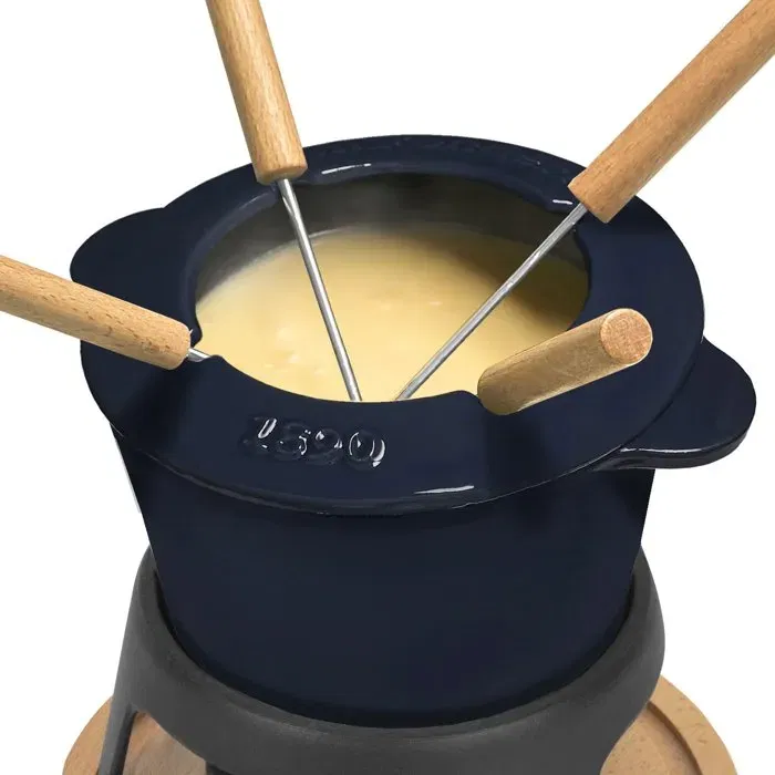 La Fonderie Olla para Fondue de Hierro Fundido Esmaltado Mont d'Arbois 1.2 L Azul para 4 Personas Ref. AABWC52710