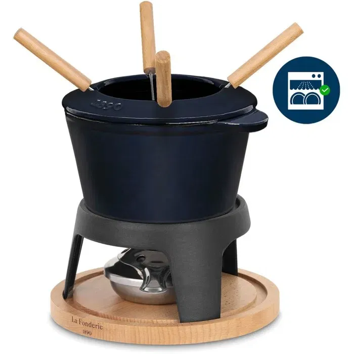 La Fonderie Olla para Fondue de Hierro Fundido Esmaltado Mont d'Arbois 1.2 L Azul para 4 Personas Ref. AABWC52710