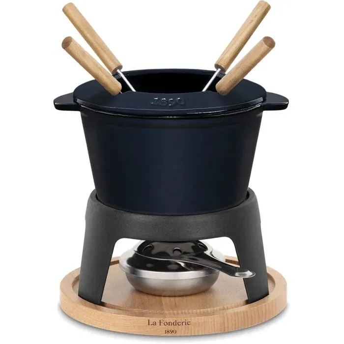 La Fonderie Olla para Fondue de Hierro Fundido Esmaltado Mont d'Arbois 1.2 L Azul para 4 Personas Ref. AABWC52710