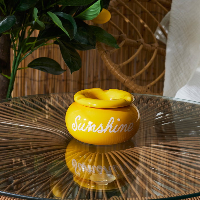 Home Deco Factory Cenicero Agua Colección Bain De Soleil Motivo Limones Diámetro 10 cm Altura 6.5 cm
