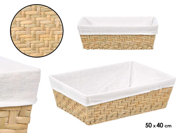 KIPIT Cesta Rectangular 52x38cm Madera-Blanco KIPIT Cesta Rectangular 52x38cm Madera-Blanco