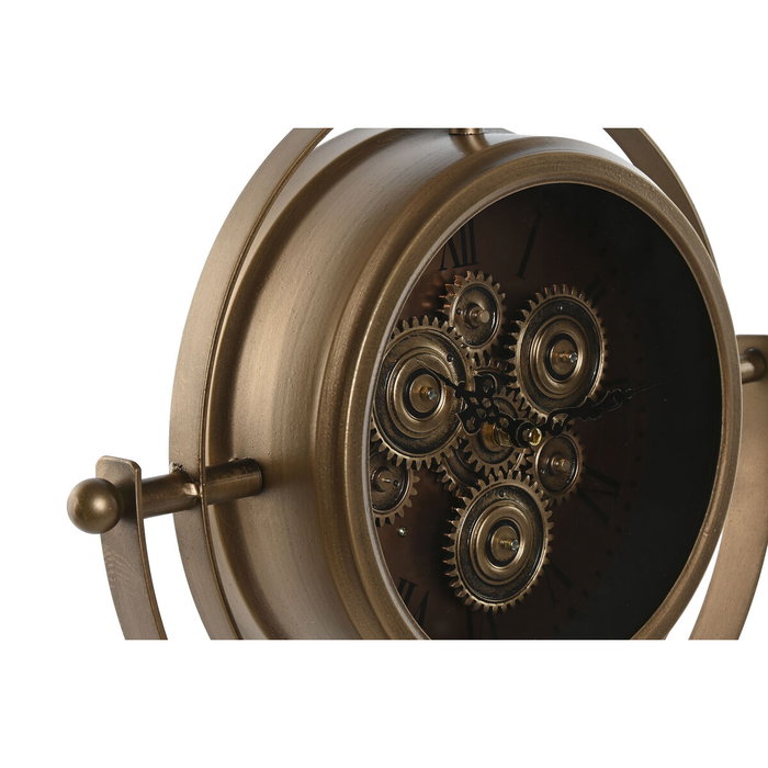 DKD Home Decor Reloj de Sobremesa Vintage Metal y Cristal Dorado