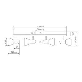 GSC Evolution Foco de techo cuádruple lineal Serie Guimara E14 Níquel