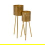 S/2 Maceteros Dorado Metal Decoración 28 X 24 X 71,50 cm