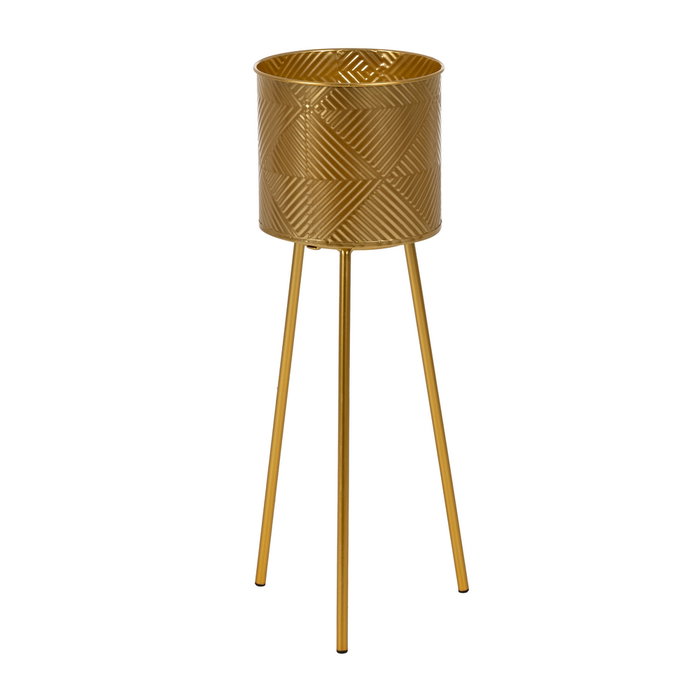 S/2 Maceteros Dorado Metal Decoración 28 X 24 X 71,50 cm