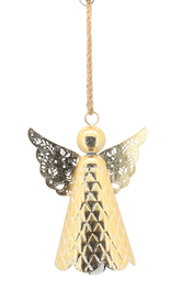 DKD Home Decor Decoración Colgante Metal Ángel Dorado y Blanco