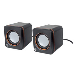 MANHATTAN 2600 Altavoces 2.0 Canales, 6W, Sonido Estéreo Compacto, Color Negro, para PC, Conexión Alámbrica