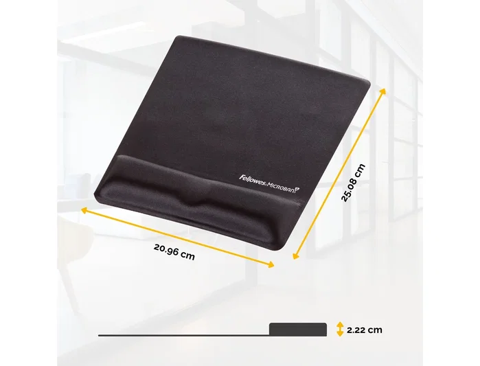 Fellowes Alfombrilla para ratón Health-V negra con reposamuñecas de gel Fellowes Alfombrilla para ratón Health-V negra con reposamuñecas de gel