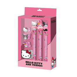 KARACTERMANIA Blister Papelería Hello Kitty con 3 Gomas, 3 Lápices Eterno y Sacapuntas