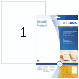 HERMA Etiquetas Transparentes Brillantes para Inkjet DIN A4 10 Unidades