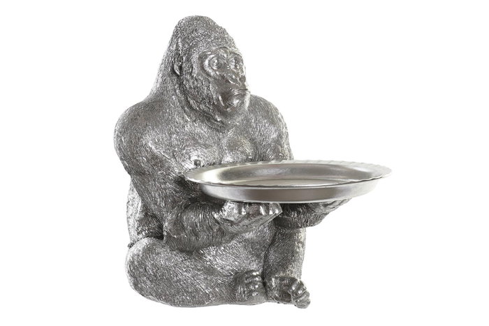 DKD Home Decor Figura de Gorila Plateada en Resina DKD Home Decor Figura de Gorila Plateada en Resina
