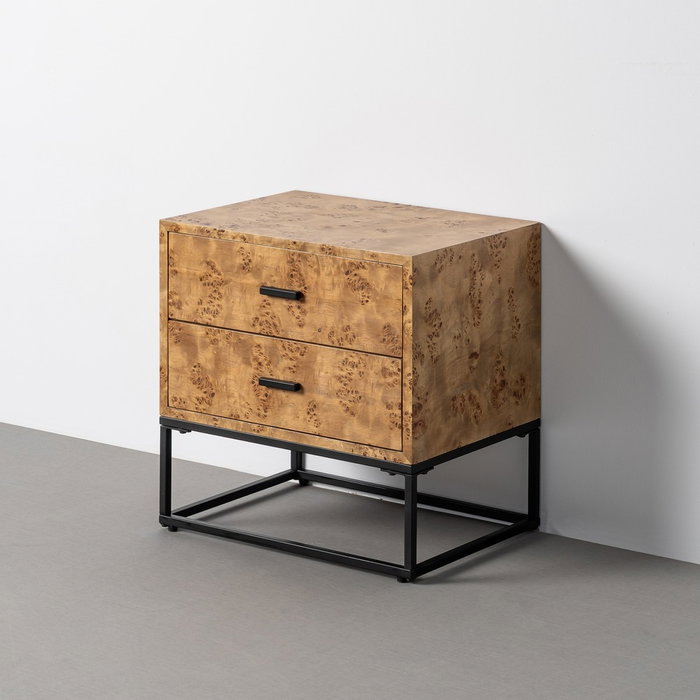 Mesita Natural-Negro Dm-Metal 55 X 41 X 55 cm