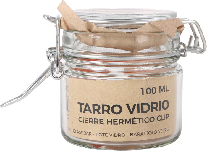 La Mediterranea Tarro Hermético de Vidrio con Clip 100 ml (Pack de 48 Unidades)