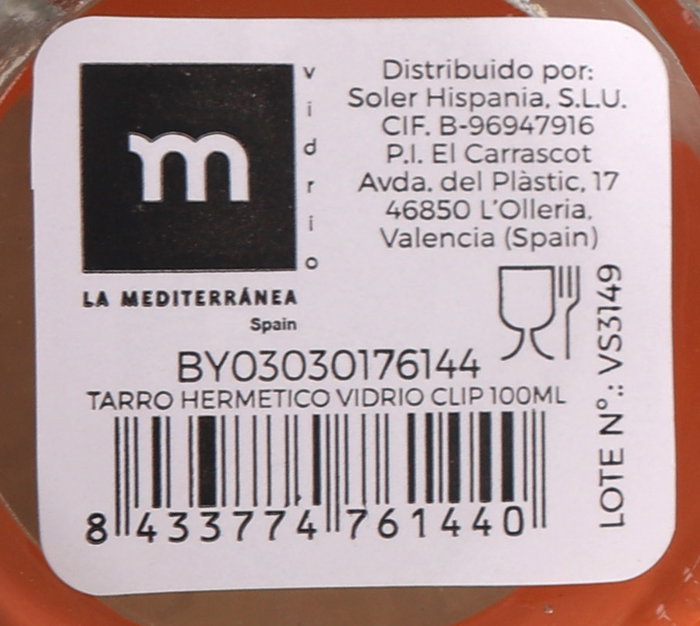 La Mediterranea Tarro Hermético de Vidrio con Clip 100 ml (Pack de 48 Unidades)