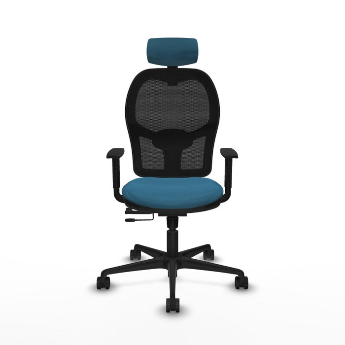 PIQUERAS Y CRESPO Silla de oficina Jorquera con mecanismo Sincro/Traslack Verde petróleo y Negro
