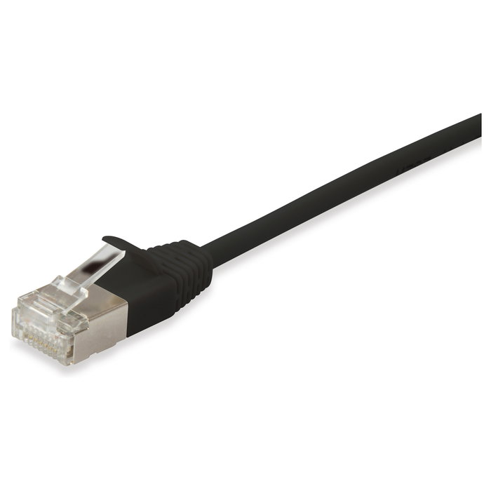 EQUIP 606131 Cable de Red Patch Cat6a F/FTP 20 m, RJ45 Macho Derecho, Slim Plano LSZH, 10 Gigabit Ethernet, PoE+, Cobre, Negro