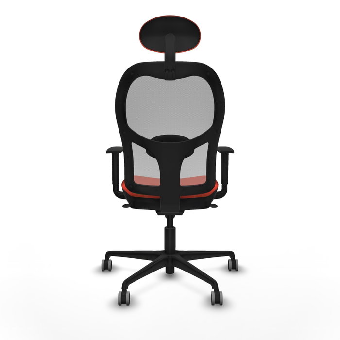 Silla de oficina Jorquera con mecanismo Sincro tapizada con Tela color Naranja oscuro y malla color Gris. Equipada con lumbar 1D, Brazos 1D, Cabecero Fijo y Ruedas 65 mm parqué Silla de oficina Jorquera con mecanismo Sincro tapizada con Tela color Naranja oscuro y malla color Gris. Equipada con lumbar 1D, Brazos 1D, Cabecero Fijo y Ruedas 65 mm parqué