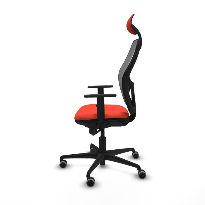 Silla de oficina Jorquera con mecanismo Sincro tapizada con Tela color Naranja oscuro y malla color Gris. Equipada con lumbar 1D, Brazos 1D, Cabecero Fijo y Ruedas 65 mm parqué Silla de oficina Jorquera con mecanismo Sincro tapizada con Tela color Naranja oscuro y malla color Gris. Equipada con lumbar 1D, Brazos 1D, Cabecero Fijo y Ruedas 65 mm parqué