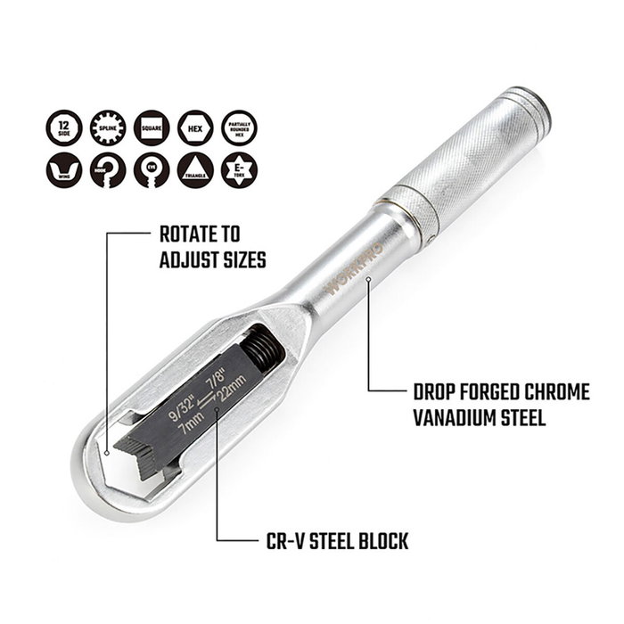 Workpro Llave ajustable universal métrica y SAE 7 - 22 mm