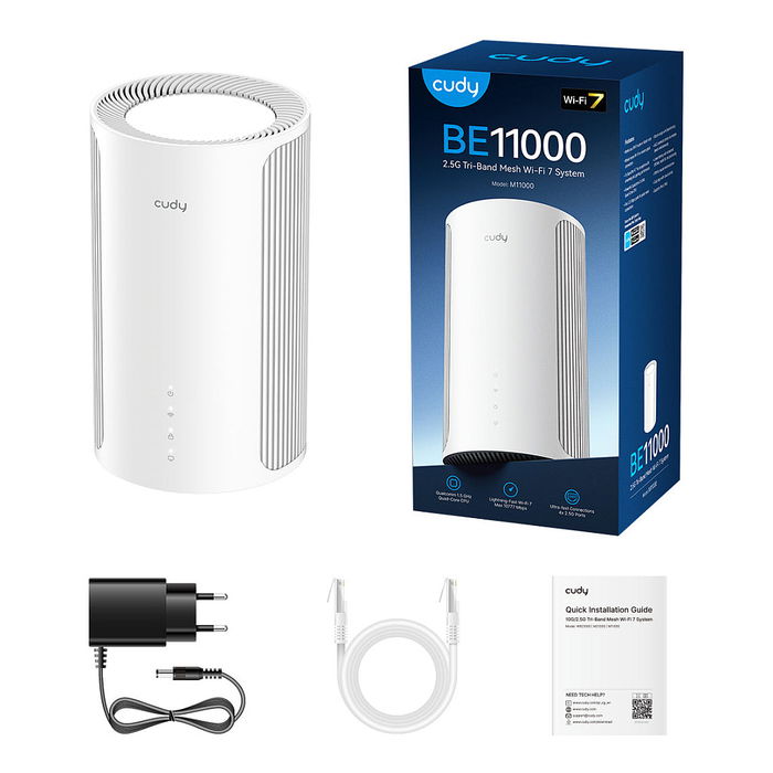 Cudy BE11000 Enrutador de Malla Wi-Fi 7 Tri-Band 2.5G Solution Blanco Cudy BE11000 Enrutador de Malla Wi-Fi 7 Tri-Band 2.5G Solution Blanco