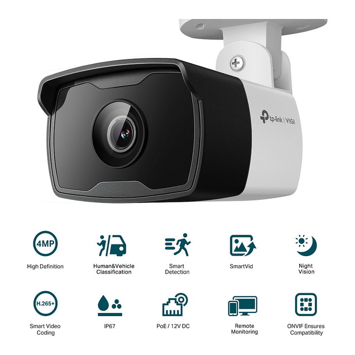 TP-Link Omada IPCam VIGI C340I(4mm) Cámara de Seguridad IP Exterior Bala 4MP Alámbrica