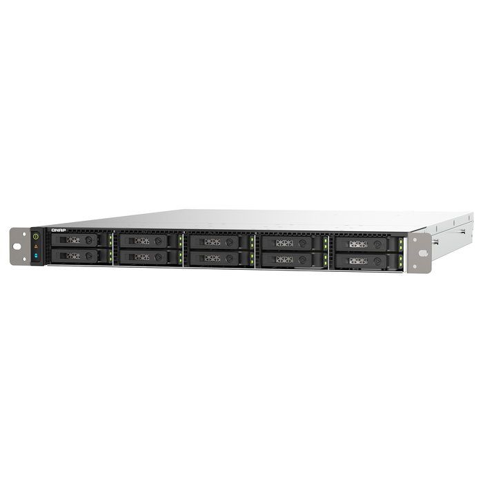 QNAP TS-H1090FU-7302P-128G NAS de Rack 1U con 10 Bahías, Procesador AMD EPYC 7302P 16 núcleos 3.3GHz, 8x16GB RAM DDR4 ECC RDIMM