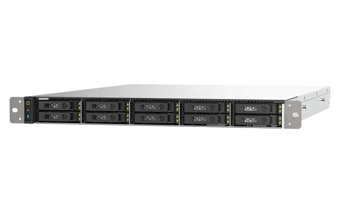 QNAP TS-h1090FU NAS 1U Rack All-Flash con Procesador AMD EPYC 7302P, 128 GB DDR4, QuTS hero, 10 Bahías U.2 NVMe, 2x 25GbE SFP28, Sin Discos
