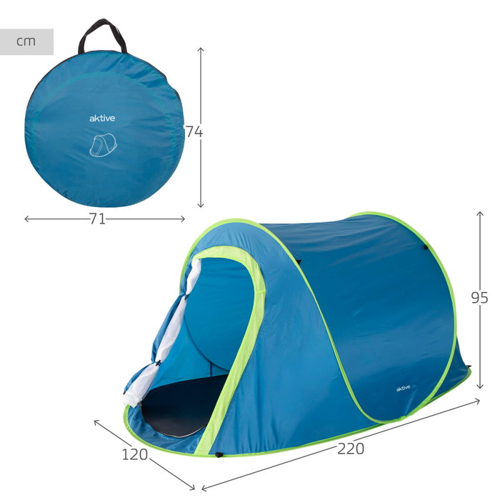 Aktive Tienda de campaña pop up para 2 personas con doble techo y mosquiteras