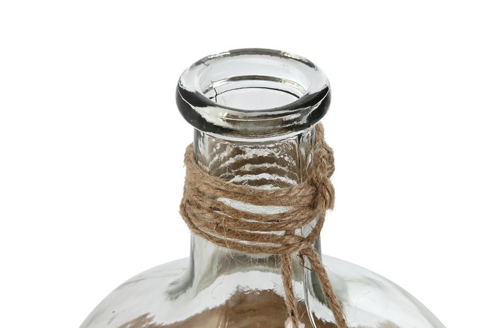 DKD Home Decor Jarrón Balines Natural Cristal y Fibra 4 Unidades 19 x 30.5 x 19 cm