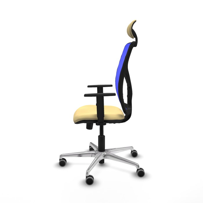 PIQUERAS Y CRESPO Silla de oficina Motilla con mecanismo Sincro, Crema y Azul