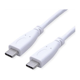 VALUE Cable USB 3.2 Gen 2 USB C a USB C, 10 Gbit/s, 100 W, Blanco, 0,5 m