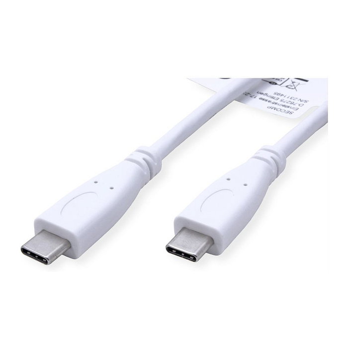 VALUE Cable USB 3.2 Gen 2 USB C a USB C, 10 Gbit/s, 100 W, Blanco, 0,5 m