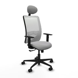 PIQUERAS Y CRESPO Silla de oficina Zulema con Mecanismo Sincro, Gris claro y Blanco