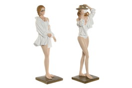 DKD Home Decor Figura de Resina Chica Sombrero, Pack de 2