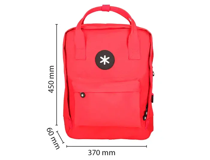 Antartik Mochila Cubo 2 asas y bolsillos exteriores color Rojo 300x115x390 mm para uso diario y escolar