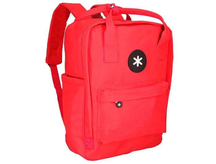 Antartik Mochila Cubo 2 asas y bolsillos exteriores color Rojo 300x115x390 mm para uso diario y escolar