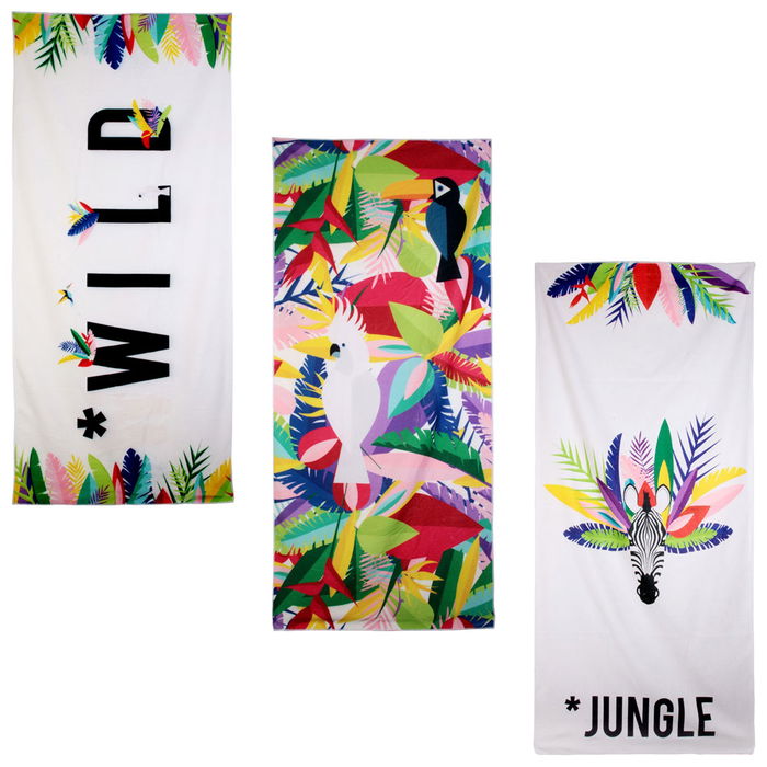 Jet Lag Toalla de Playa 70x150 cm Modelos Surtidos: Wild, Jungle, Estampado Multicolor