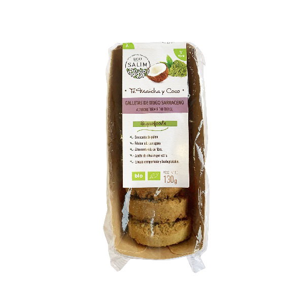 ECO SALIM Galletas de Trigo Sarraceno Matcha Coco 130g Bio