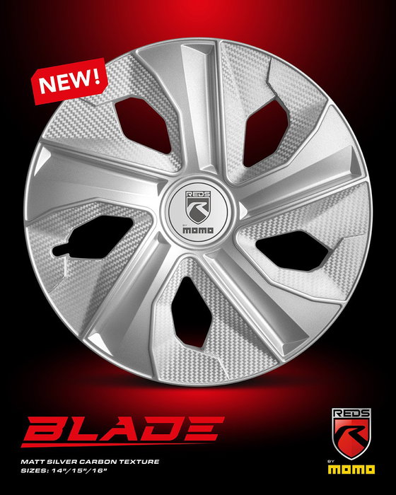Momo Tapacubos Blade Plata Mate Carbón 14 - 4 Piezas