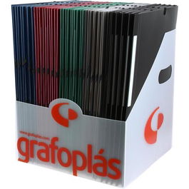 Grafoplás Carpeta con Gomas Poligraf 3 Solapas Folio PP Opaco Expositor 50 Ud. Ref. 00048000