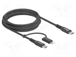 DeLOCK Cable USB 2 en 1 USB Type-C™ a USB Type-C™ / Lightning™ 2 m 60 W